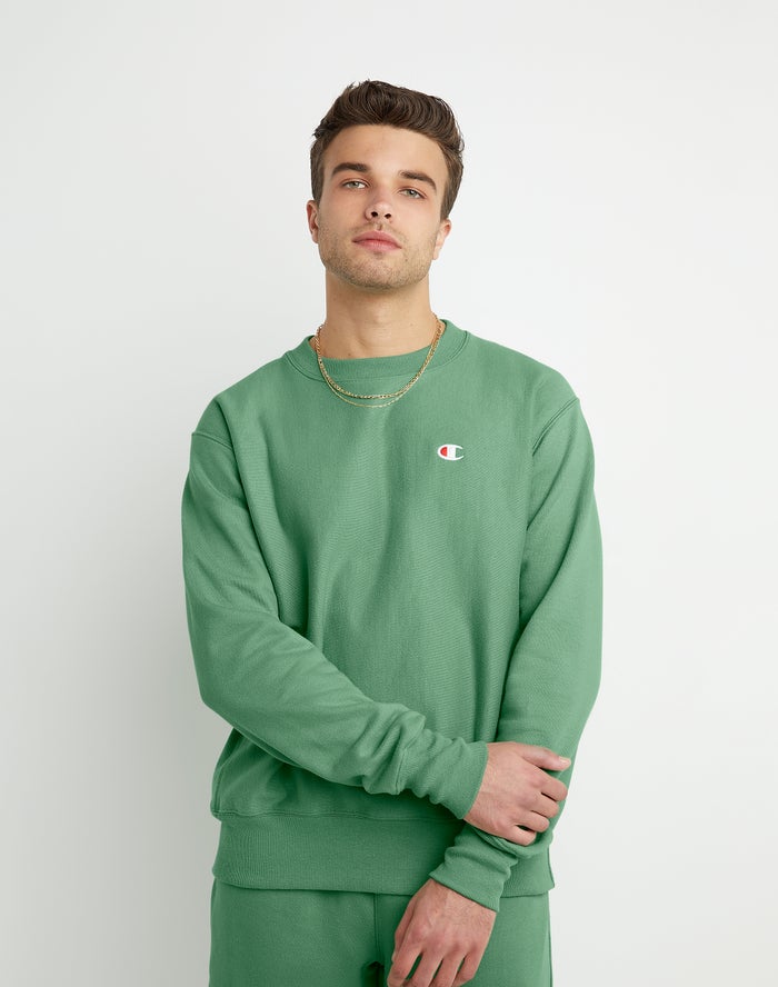 Champion Mens Sweatshirt NZ - Reverse Weave Crew Green ( 6082-ZCQIG )